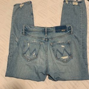 mother tomcat ultra high rise straight ankle jeans